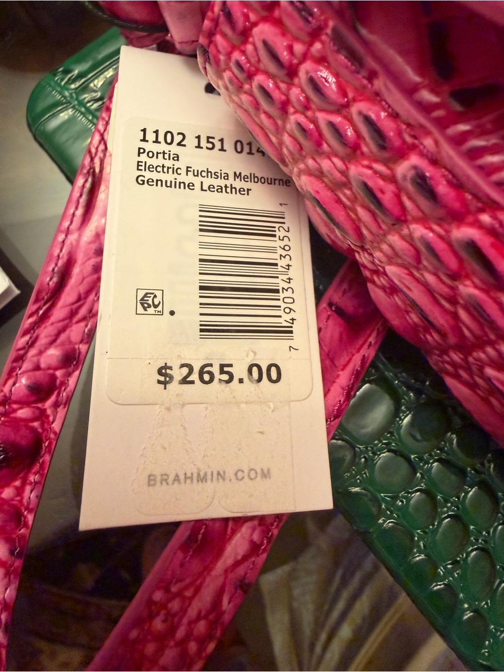 Brahmin Fuchsia Croc-Embossed Leather Crossbody with Gold Hardware - Picture 7 of 7